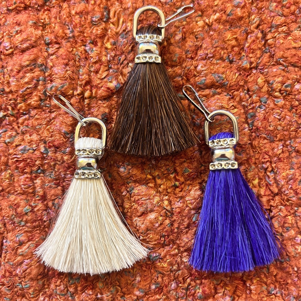 Set of 3 horse hair zipper pulls.